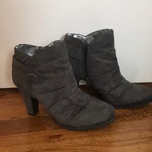 Gray suede booties
